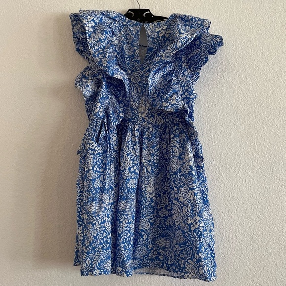 Zara Bloggers Fave Blue Floral Paisley Ruffle Dress - Picture 7 of 8